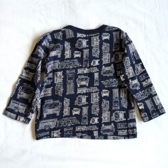 babyGap navy blue firetruck cotton pocket long sleeve shirt 18-24 months baby - Picture 6 of 6